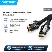 Gambar Vention Kabel HDMI Cable Male to Male High Speed 4K 60Hz Nylon Braided 1M 2M 5M - VAA-B05 - BLACK, 0.75M dari Vention Mobile & Comp Kota Administrasi Jakarta Utara 1 Tokopedia