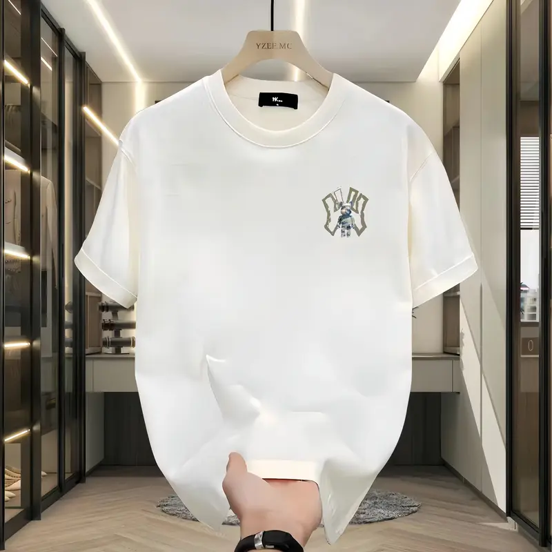 Áo Thun Cotton ngắn tay, 240g, Dáng Rộng Vừa Vặn, Cổ Tròn, Thích Hợp Cho Mùa Hè, Thích Hợp Cho Các Cặp Đôi, Dành Cho Nam Và Nữ, Phong Cách Đường Phố, Áo Thun ngắn Tay Cao Cấp 280g, Làm Bằng Cotton Nguyên Chất, In Chữ 1