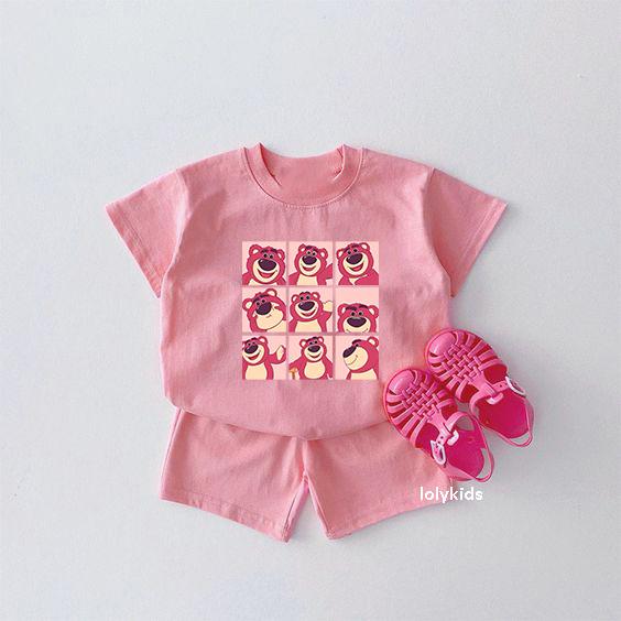 COD Stelan  Anak Yeah Lotso / Stelan Anak Kotak Lotso / Stelan Anak Lucu / One Set Anak Korean Style / Setelan Anak Kekinian Premium 0