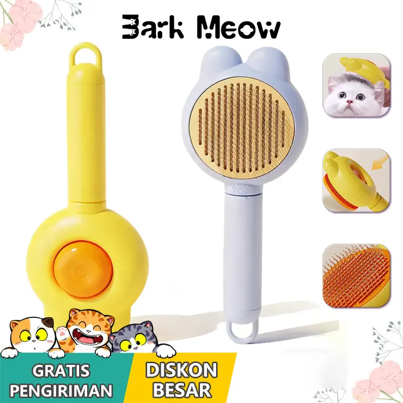 Sisir Bulu Hewan Peliharaan Anti Rontok, Sisir Grooming Kucing Anjing Mudah Bersihkan Bulu Rontok, Alat Perawatan Hewan Peliharaan Premium Anti Luka Kulit