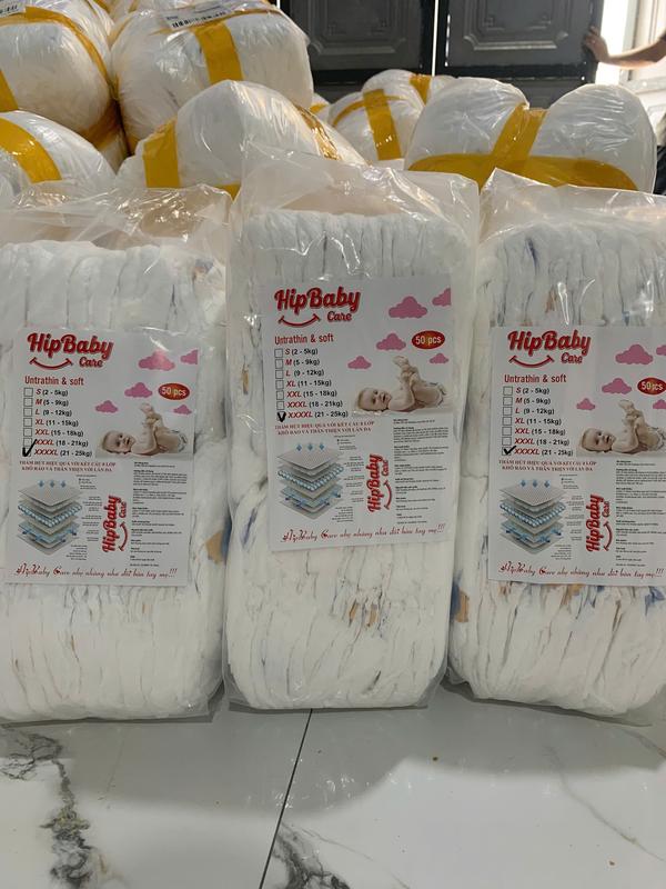 Miễn ship COmbo 150 miếng Bỉm Quần dán Hipbabycare From xuông Thấm hút tốt 500ml đủ size cho bé