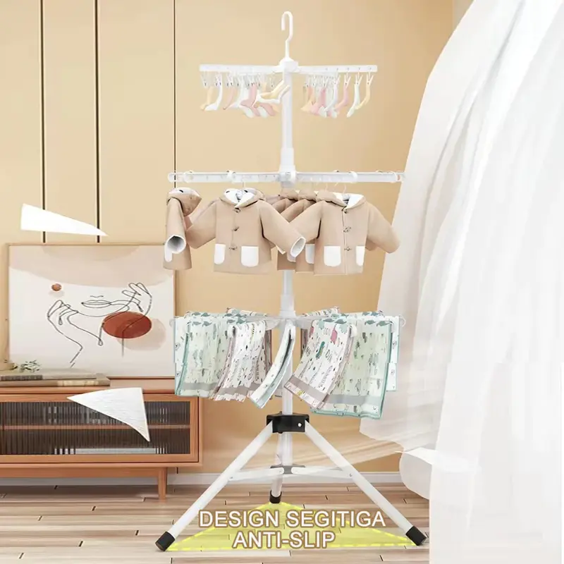 Jemuran Baju Bayi Jemuran Klip Rak Jemuran Baju  Hanger Baju Bayi Serbaguna Rak Pengeringan Bergerak 3