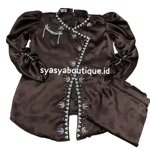 (Umur 1-13tahun) Humairah Setelan ATASAN+ROK Anak Perempuan Kurung Melayu Malaysia Modern Viral Satin Full Payet Mutiara Mewah