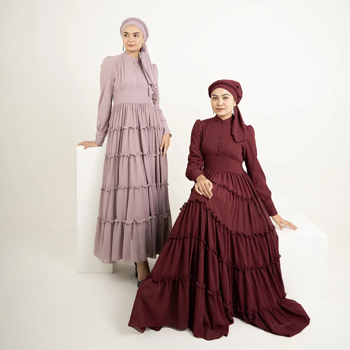 Simplyrooms Aretha Dress Muslimah Ceruti Gaun Muslim Gamis 2025 Model Baru Panjang Cantik Simple Kancing Mewah