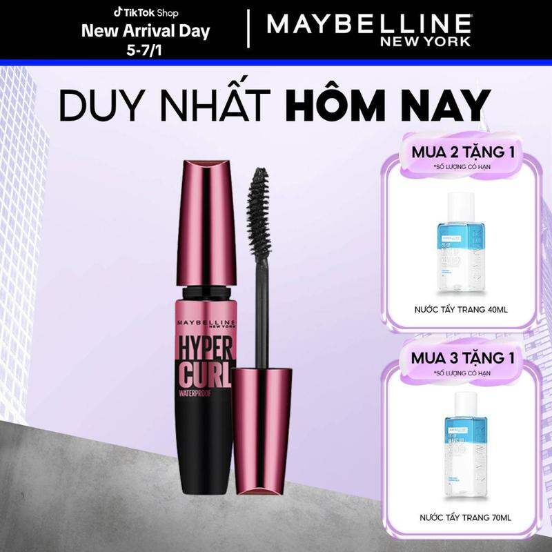 Mascara Dài Mi và Cong Mi Maybelline New York Hyper Curl Waterproof Chuốt Mi Đen Không Lem Không Trôi 9.2ml