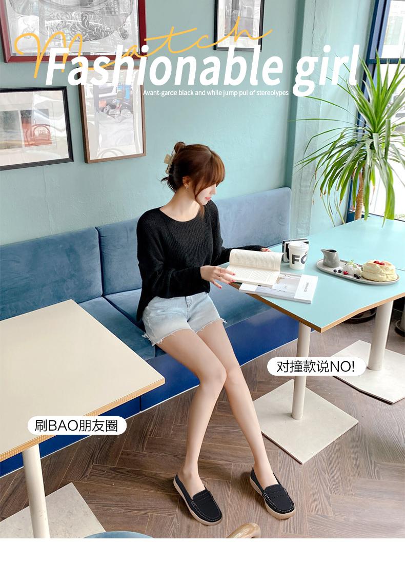 Product Introduction of Giày Da Lộn Cổ Điển Cho Nữ, Giày Đế Mềm, Giày Trượt Chân, Thường Ngày Round Toe Flat Heel (1 cm or less) Shoes Thun 1