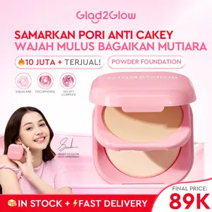 [Ready stock] Glad2Glow Perfect Blurring Powder Foundation Concealer Extract Wajah Ginger Kering Niacinamide Loose Mencerahkan Lasting Cushion Translucent Kusam Lemon