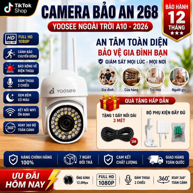 Camera WiFi Yoosee Mini Ngoài Trời A10 Chống Nước - Xoay 360 Độ