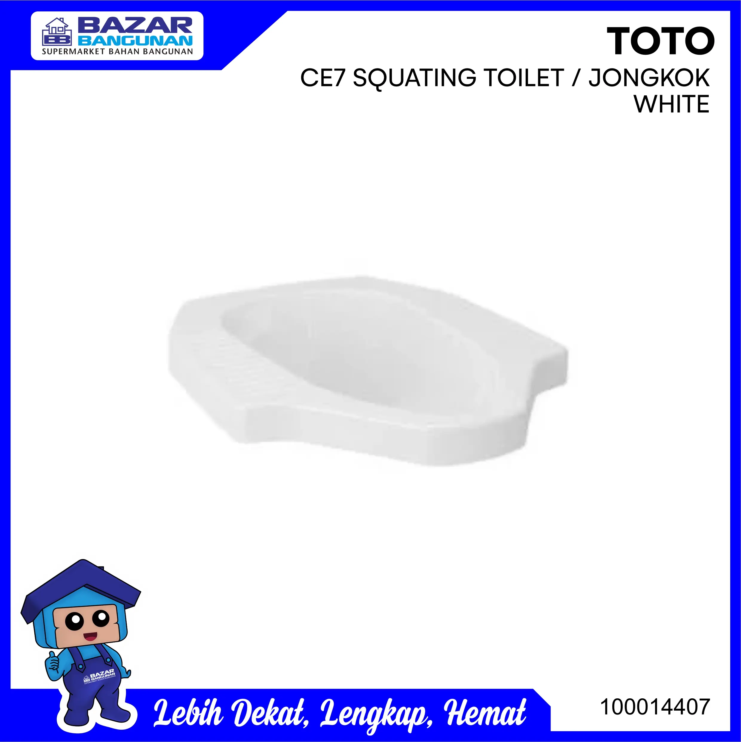 Toto - Closet / Kloset Jongkok / Toilet Squat Ce 7 / Ce7 White / Putih