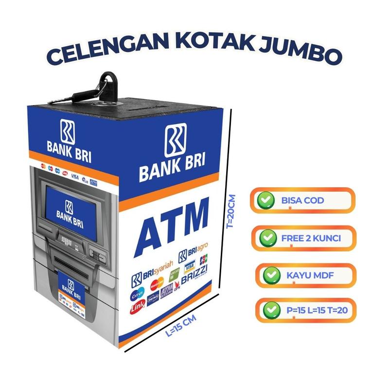 Celengan ATM Murah Jumbo 15x20 Karakter Mini Bank Dengan Kunci Kotak Penyimpanan Uang Tabungan Kunci Viral Anti Rayap 4
