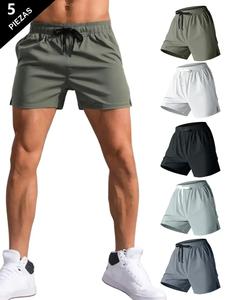 Shorts de gimnasio para hombre con estampado de letras, corte regular, casuales, transpirables, cómodos y de secado rápido, shorts de verano para hombre para actividades al aire libre, playa y gimnasio