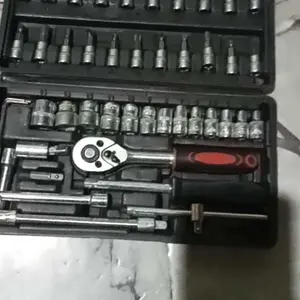 46 pcs Obeng Ratchet Soket Kunci Cincin Soket Kit Alat Perkakas Rumah Alat Perbaikan Sepeda Motor