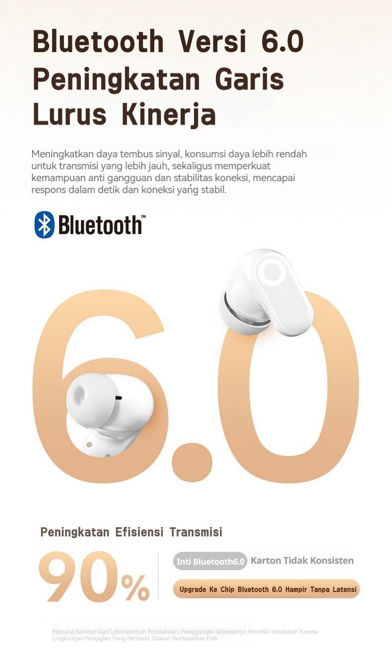 [COD] Yincoree [J16] Earphone Bluetooth 6.0 TWS - Reduksi Kebisingan Hybrid -48dB, 6-MIC ENC, 24 Jam Baterai, Latensi Rendah 0.04s, Audio 360° - Headset Nirkabel Kulit Gading untuk Gaming & Kerja In Ear Peredam Mikrofon Bawaan