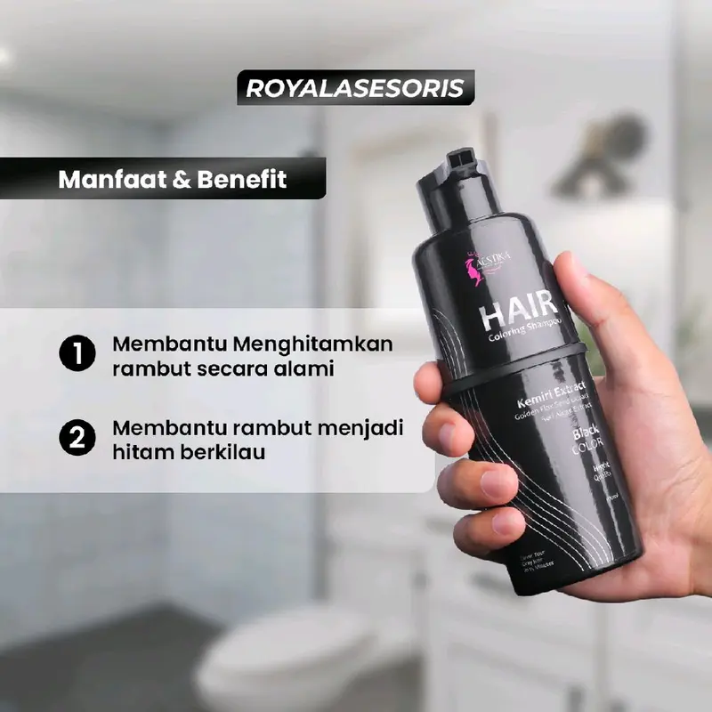 Aestika Shampo Penghitam Rambut Beruban - Hair Coloring Shampoo 1x Keramas (Bpom), Penghitam Uban Pewarna Cat Dye Menghitamkan Perempuan Brown 6