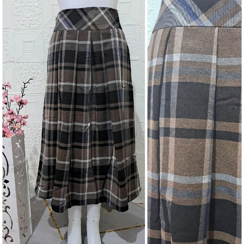 Rok Midi Flanel Kotak-kotak | Rok Tartan | Rok Flanel | Rok Midi Flanel | Rok Midi Semiwool | Rok Korean Style | Rok Midi Kekinian Pendek Dewasa 4