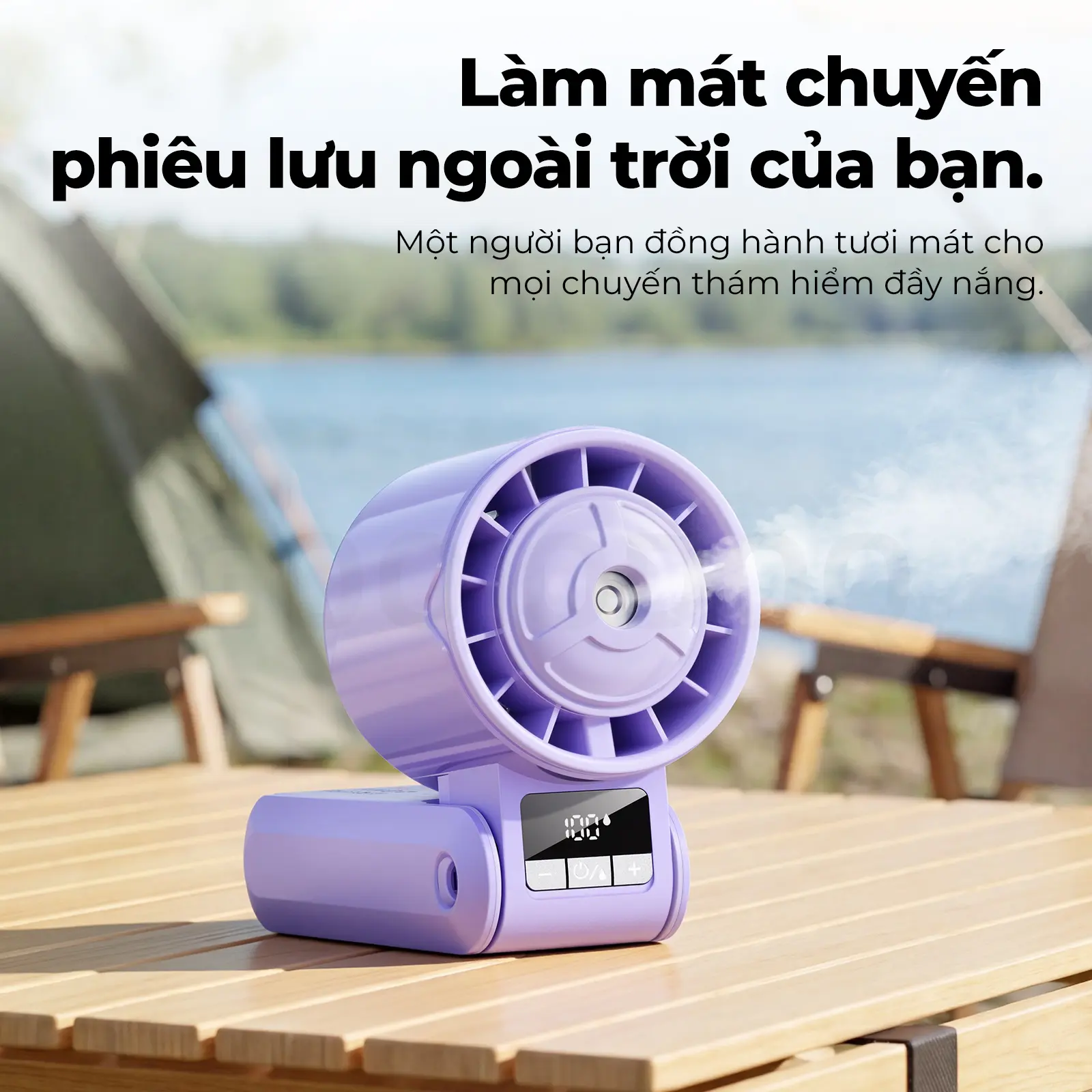 [GOOJODOQ] COMBO Quạt cầm tay phun sương tặng sạc dự phòng,luồng gió mạnh,góc gập lên đến 100 độ,100 mức độ gió ,Dây đeo có rảnh tay | BigBuy360 - bigbuy360.vn