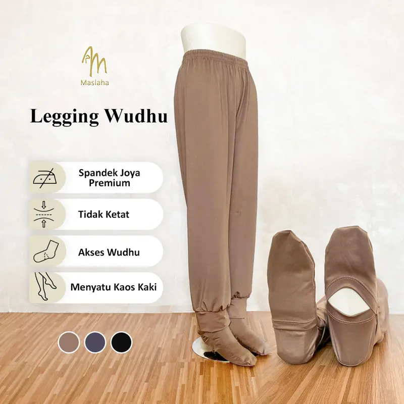 Maslaha Niqab - Basic Innerpants Wudhu Friendly Polos | Celana Legging Wudhu | Celamis untuk Umroh Dalaman 0