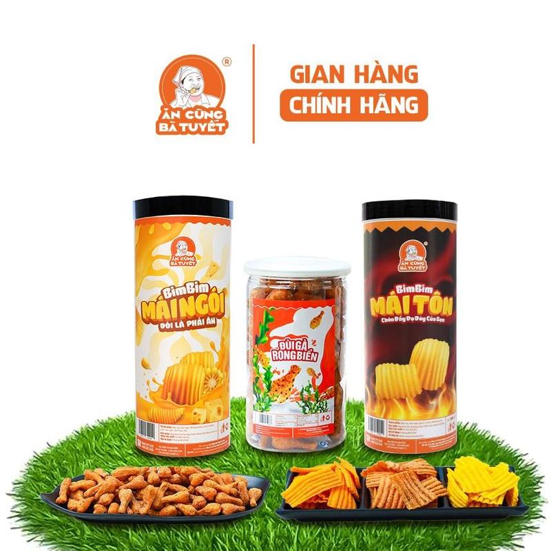 Combo KIÊM CỰC VỐ gồm :1 hũ Snack Đùi Gà Rong Biển +1 hũ Bimbim  Mái Ngói +1 hũ Bimbim Mái Tôn Cay  -  Ăn Vặt - Ăn Cùng Bà Tuyết