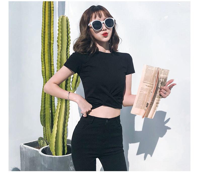 Product Introduction of Black T-shirt women's short sleeves, short high waist, with high net celebrity, small summer dress, crop top, INS super hot 6