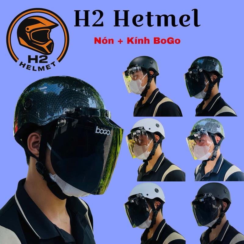 Mũ bảo hiểm 1 2 Nửa Đầu Gắn Kính BoGo freesize 53-59cm