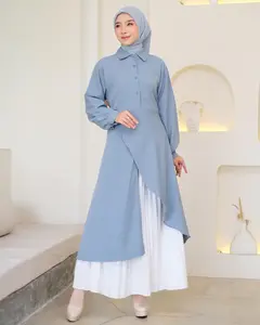 Athalia Long Tunik Kondangan - Atasan Baju Wanita Muslim Casual Terbaru - Kemeja Atasan Wanita Muslim Lengan Panjang