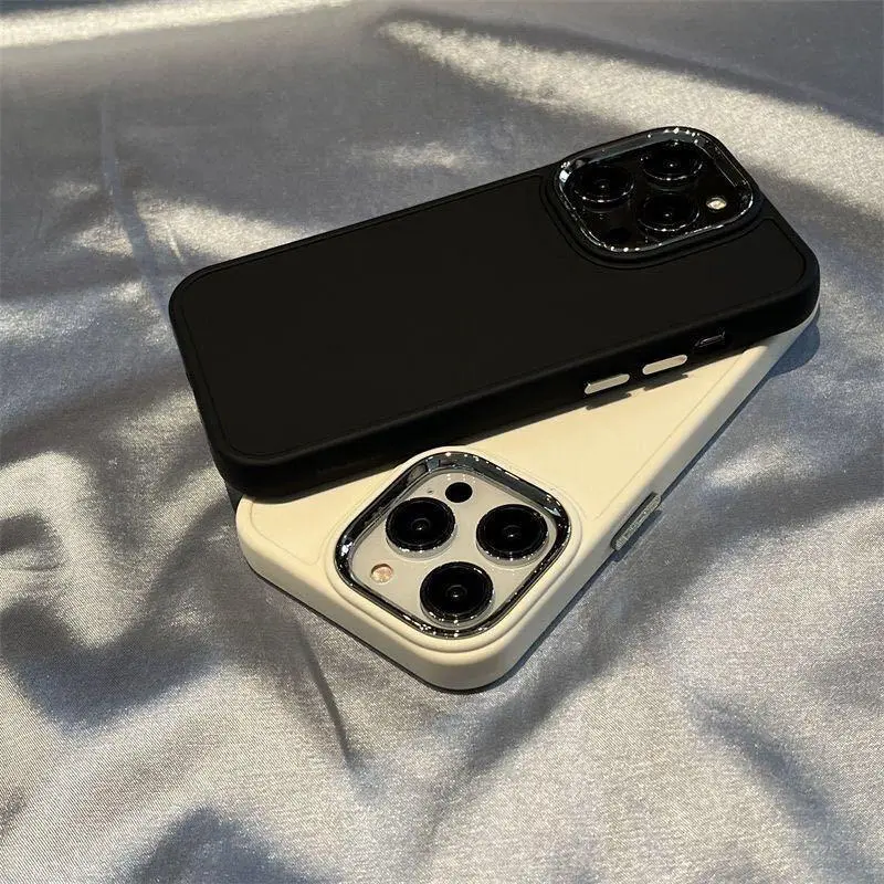 Ốp Điện Thoại silicon với các nút kim loại, Tương thích với IPhone 14 13 12 11 Pro Max XS X XR 8 + 7 Plus, vỏ mềm, vỏ chống sốc, bộ bảo vệ tế bào 7