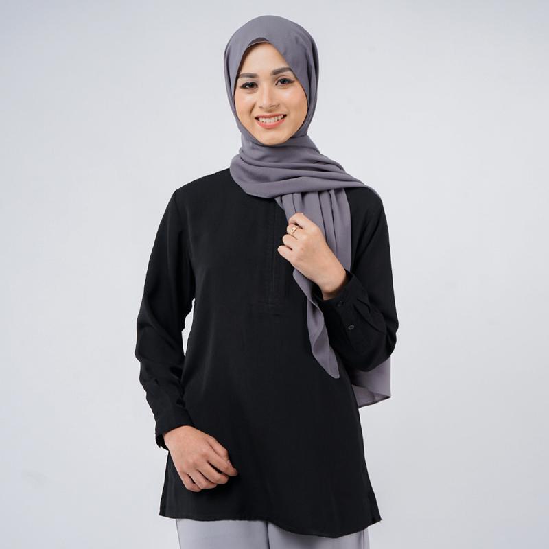 Sekido Mamica Blouse Busui Friendly Wollycrepe Hitam 5