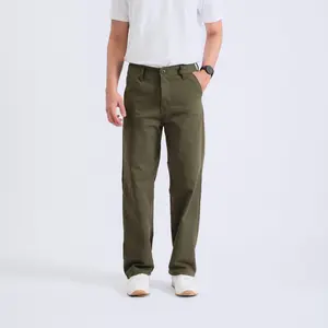WHISAKA.CO Celana Chino Panjang Pria Standar Oversize Straight Fit Army Outfit Cowok Skena Kekinian Nyaman Katun Twill Non Stretch