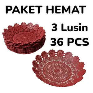 PAKET HEMAT 36 PCS PIRING ROTAN MOTIF BUNGA COKLAT Plastik Buah Kitchenware piring rotan plastik model cekung piring  buah