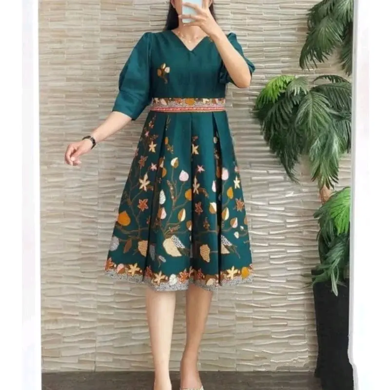 dress batik pesta elegan modern dress batik premium - dress pesta mewah - dress batik terbaru - gaun pesta elegan - dress terlaris Baju Batik Katun - Lazada