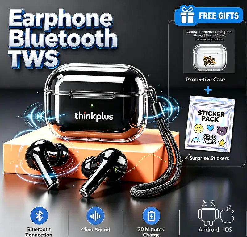 2026 TWS black myth wukong-Thinkplus Pro GT33 Earbud Nirkabel, casing ...
