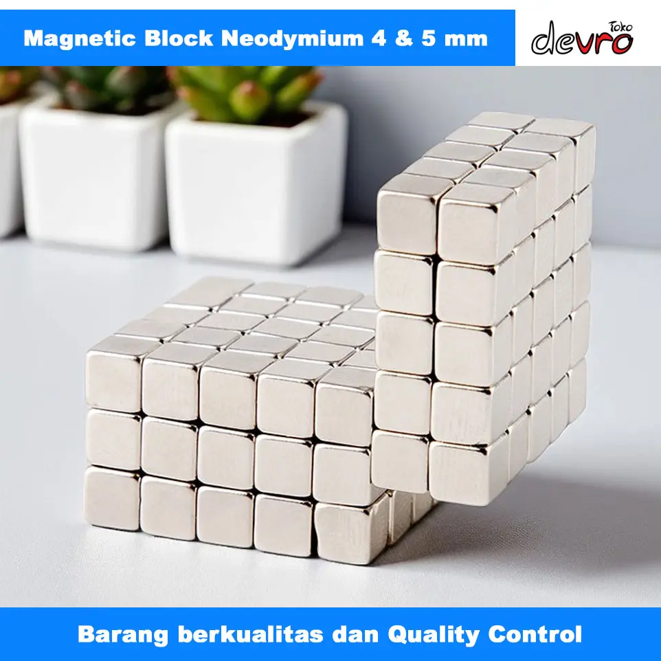 Strong Neodymium Magnet NdFeB N35 5x5x5mm & 4x4x4mm - Buckycubes Magnetic Block Toys - Kotak Magnet - Taffware