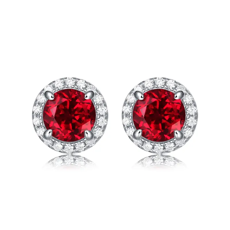 Top Quality 925 Silver Jewellery Sets Red Lab Created Ruby Fancy Gemstone Necklace Rings Stud Earrings for Women Wedding Engagement Ceremony Festival Fine Jewellery Sets 3