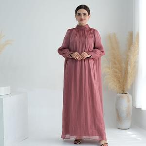 Gaun Abaya, Fesyen Moden, Gaun Muslimah, Gaun Panjang Polos, Lengan Panjang, dengan Renda, Tali Pinggang Premium, Gaun Maxi, LR538