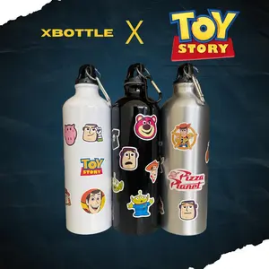Botol Sport TOY STORY Carabiner Stainless Steel 750ml & 500ml Stiker Vynil Premium Anti Air Hitam Silver Putih