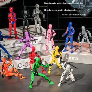 6pcs Muñeco de acción, Modelo de juguete de moda 3D, Multi-articulado móvil, Figura de hombre digital ensamblada por DIY, Adornos de decoración de escritorio, Viene con una variedad de armas, Sets de regalo de Navidad/Halloween