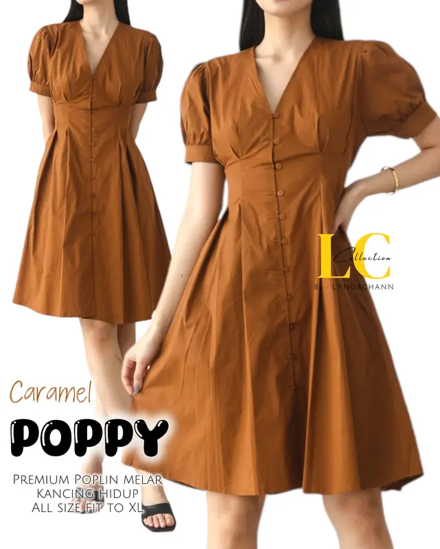 GIES - Dress Bumil Busui Wanita Poppy Button Santai V-Neck Elegan - Kancing, Casual 5