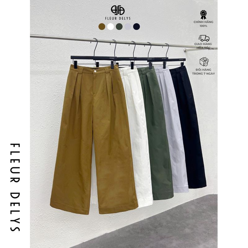 Quần Kaki Ống Suông Nữ Fleurdelys 2 Ly Chéo Nhiều Màu DLQA174