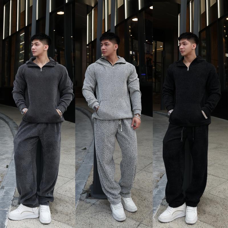    ĐỘC QUYỀN ĐẠT TÍCH CỰC  Bộ Hoodie  chất Dạ Kim Tuyến Lấp Lánh 1 lớp Co Dãn phù hợp mặc mùa Đông 