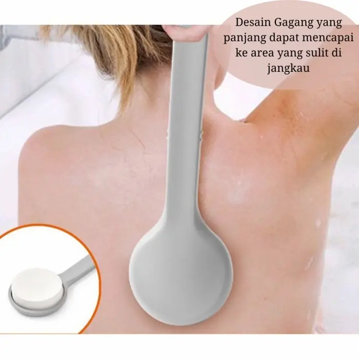 scrub sikat mandi punggung gosok pembersih daki busa halus dengan tongkat