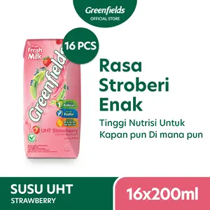 [Bundling 16 Pcs] Susu Greenfields UHT Strawberry 200ml
