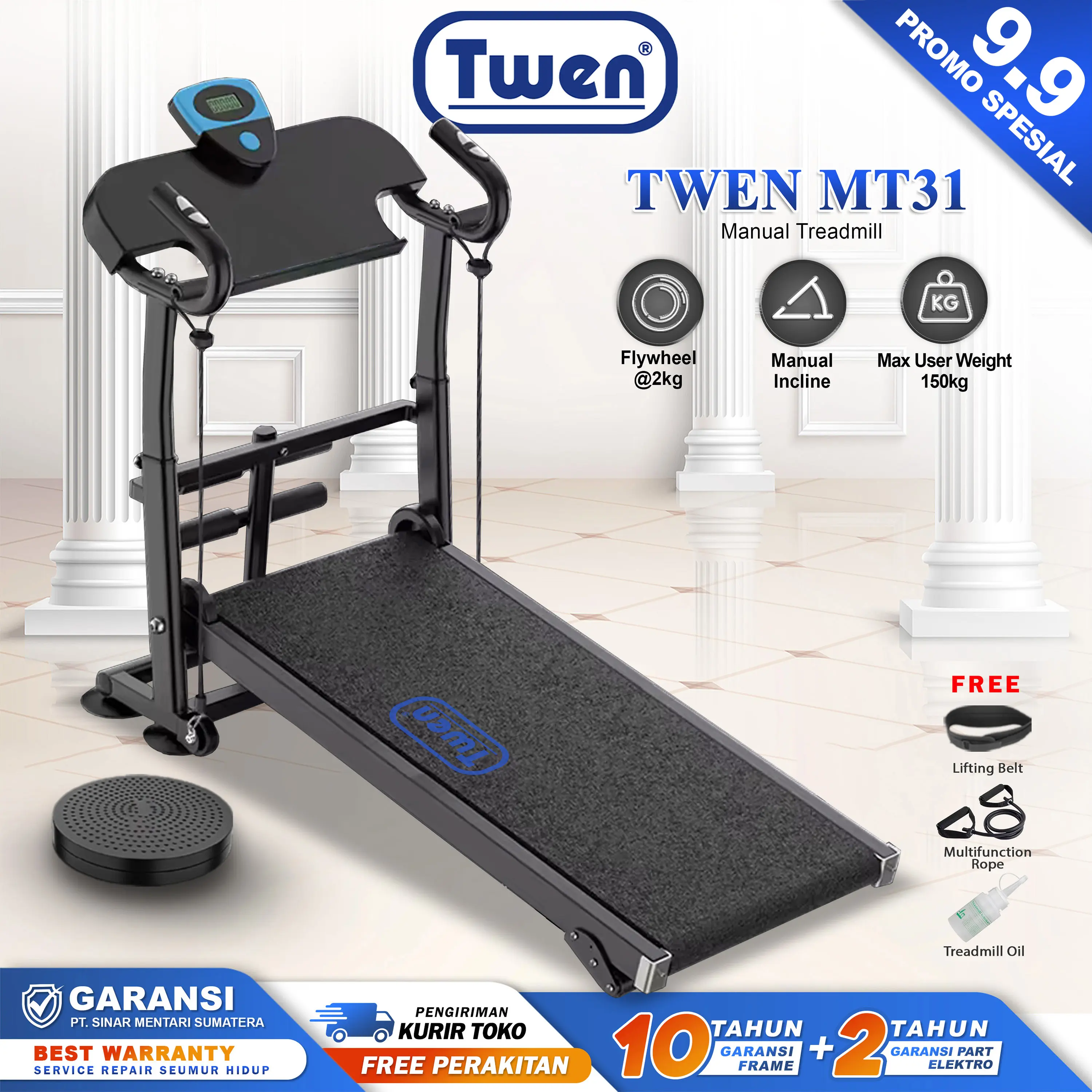 TWEN MT21 MT28 MT31 MT38 Treadmill Tanpa Listrik Treadmill Manual Treadmill Multifungsi Treadmill Lipat Alat Olahraga