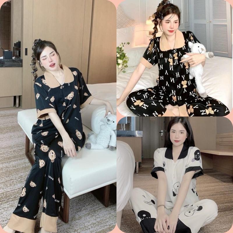  Combo 3 Bộ Pijama Quần Dài Áo Cộc - Nhiều Mẫu Mã  Đổi Mẫu Trong Combo Thoải Mái  - Phù Hợp Mặc Ở Nhà Đi Chơi Women Nữ Quần Ngủ Áo Ngủ 