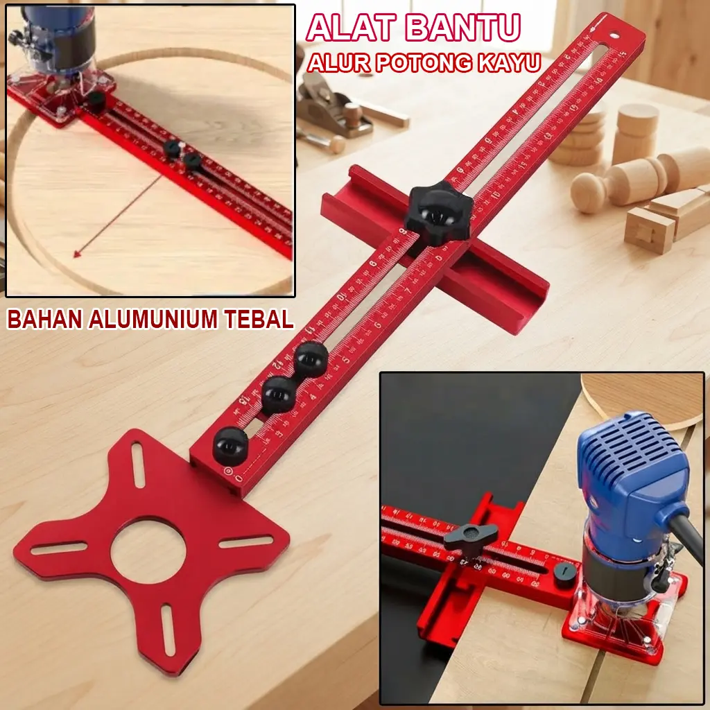 Alat Bantu Alur Potong Kayu Multifungsi Milling Groove Bracket TO050 - Bahan Lebih Tebal dan Padat Alat Presisi untuk Pembuatan Alur Lurus & Slot Kayu dengan Router dan Trimmer