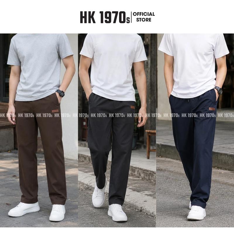 Quần Dài Kaki Nam Dáng Ống Suông Cạp Chun 80% Vải Kaki Đài Mềm Mịn Co Giãn Nhẹ Phong Cách Năng Động Q246