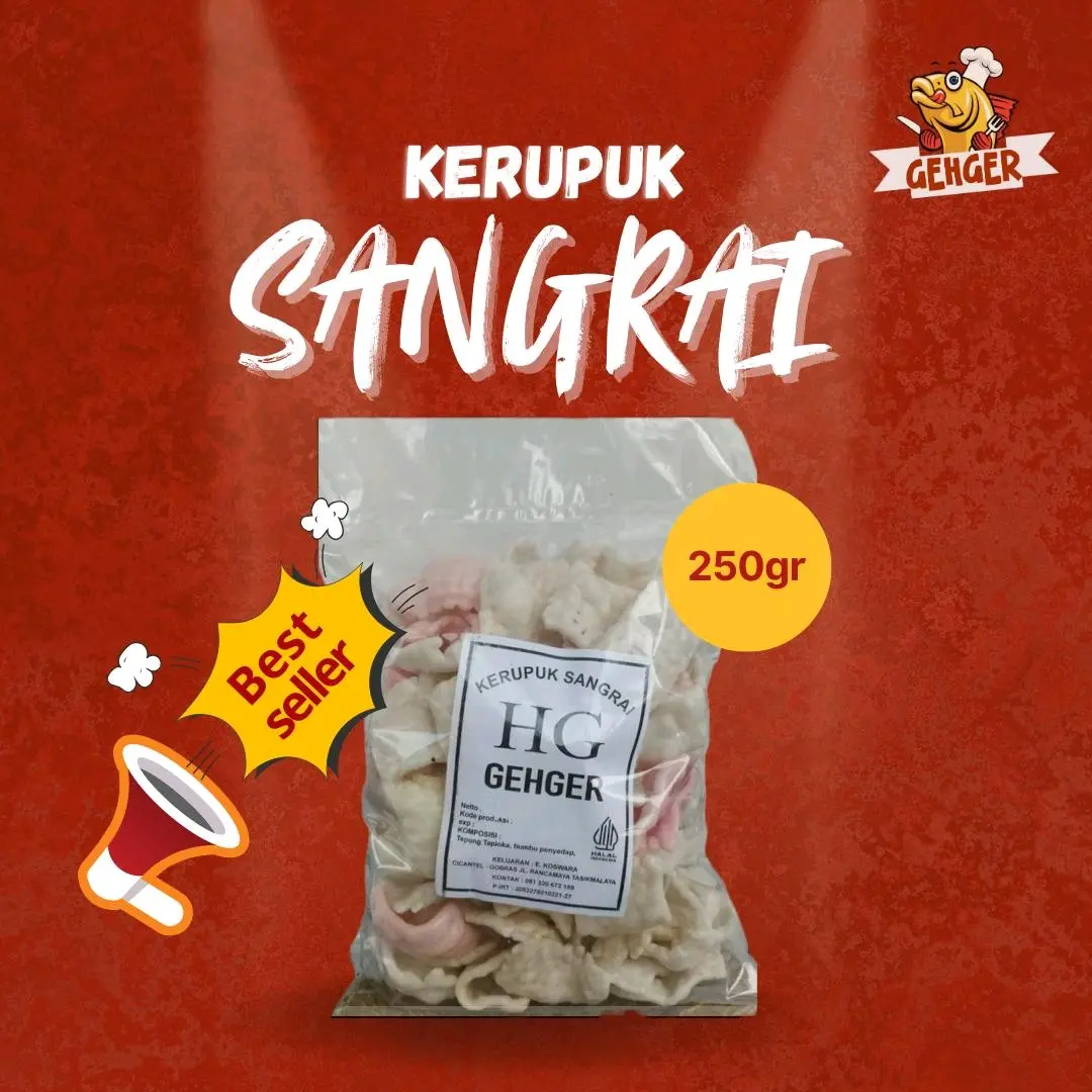Kerupuk upil pasir Sangrai HG Gehger 250Grm Camilan Snack Food snackparty Cemilan Putih Makanan Keripik upil pasir Cikur Pink Bawang Krupuk Tapioka jadul