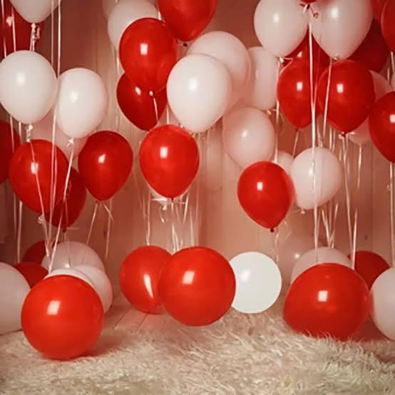 ￼Balon latex doff merah putih / balon merah putih 2