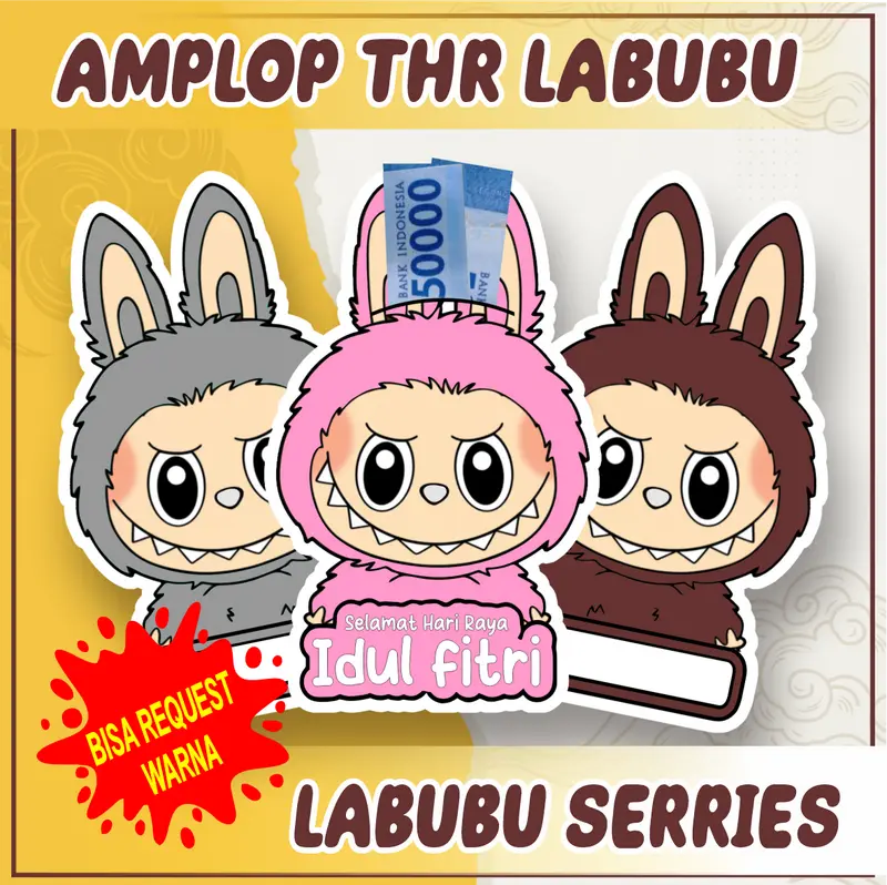 AMPLOP THR KARAKTER LABUBU LUCU BISA REQUEST WARNA 0