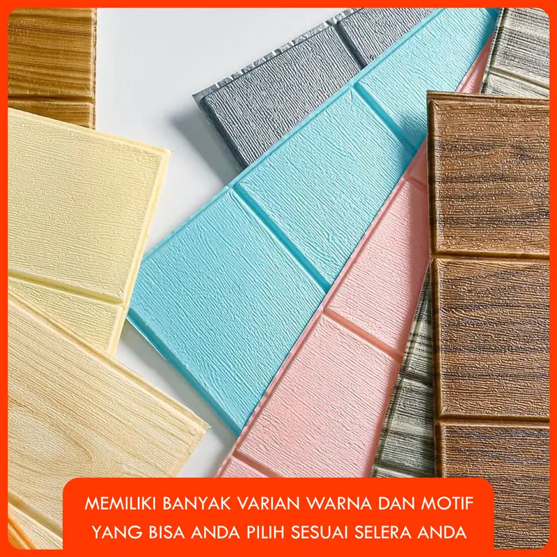 Wallpaper Dinding 3D Motif Kayu Wood Foam - Ukuran 70cm x 70cm, Anti Air dan Anti Noda 6