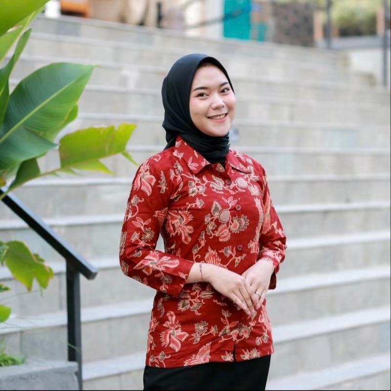 Seragam Batik Dharma Wanita Persatuan Indonesia DWP Terbaru Blazer Lengan Panjang Katun Kerja 1